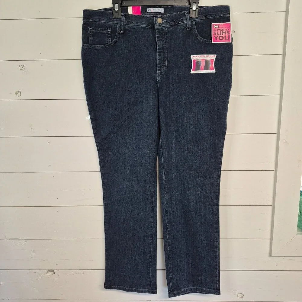 Lee Womens Classic Fit Straight Leg Jeans Instantly Slims You 18W Medium Stretch - Picture 1 of 7